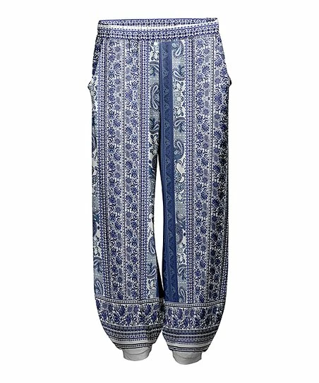 Lily | Navy & White Paisley Harem Pants - Plus 1 Lily | Navy & White Paisley Harem Pants - Plus