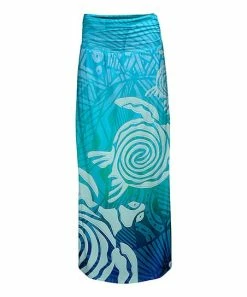 Lily | Blue & Aqua Turtle Maxi Skirt - Women