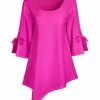 Lily | Neon Pink Split-Sleeve Asymmetrical-Hem Tunic - Women & Plus