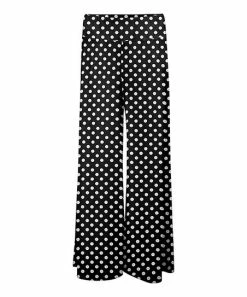Lily | Black & White Polka Dot Wide-Band Palazzo Pants - Women