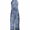 Lily | Lavender & Blue Paisley Wide-Leg Halter Jumpsuit - Plus