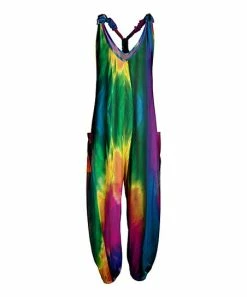Lily | Green & Purple Tie-Dye Racerback Pocket Jumpsuit - Women & Plus