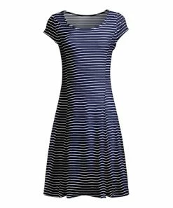 Lily | Navy & White Stripe Cap-Sleeve Dress - Women & Plus