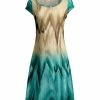 Lily | Beige & Aqua Abstract Cap-Sleeve Dress - Women & Plus