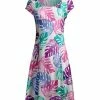 Lily | White & Purple Tropical Leaves Cap-Sleeve Dress - Women & Plus