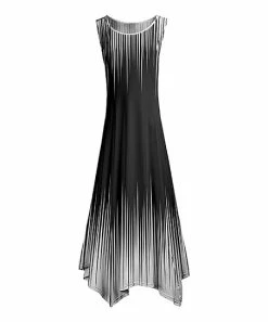 Lily | Black & White Abstract Sleeveless Handkerchief Maxi Dress - Women & Plus