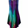 Lily | Purple Brushstroke Curved-Hem Sleeveless Dress - Plus
