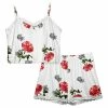 Lily | White & Red Floral Lace-Trim Short Pajama Set - Plus