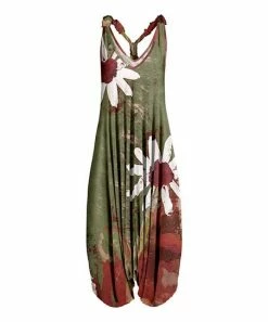 Lily | Olive & Brown Floral Racerback Harem Jumpsuit - Women