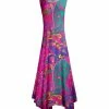 Lily | Pink & Teal Abstract Sleeveless Handkerchief Maxi Dress - Plus