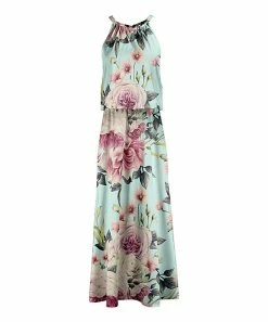 Lily | Mint & Pink Floral Sleeveless Blouson Maxi Dress - Women & Plus -Cheap Lily Store zu87122764 alt 6 tm1652380077