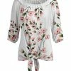 Lily | Pink & White Floral Tie-Front Boatneck Top - Women