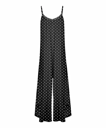 Lily | Black & White Polka Dot Sleeveless Wide-Leg Jumpsuit - Women 1 Lily | Black & White Polka Dot Sleeveless Wide-Leg Jumpsuit - Women