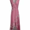Lily | Mauve & White Sleeveless Surplice Maxi Dress - Women