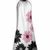 Lily | White & Pink Graphic Daisy Ruched Yoke Dress - Plus