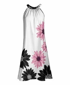 Lily | White & Pink Graphic Daisy Ruched Yoke Dress - Plus