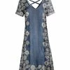 Lily | Blue & White Floral Crisscross-Back V-Neck Dress - Women & Plus