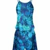 Lily | Blue & Green Tie-Dye Thin-Strap Sleeveless Romper - Women
