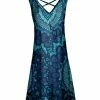 Lily | Aqua & Blue Geometric Crisscross-Back Sleeveless Dress - Women & Plus