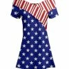 Lily | Red & Blue Stars & Stripes Off-Shoulder Wrap Tunic - Women
