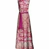 Lily | Fuchsia & Cream Floral Damask Sleeveless Maxi Dress - Plus