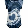 Lily | Blue & White Tie-Dye Heart Cap-Sleeve Dolman Top - Women & Plus