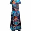 Lily | Blue & Orange Daisy Tie-Dye Short-Sleeve Handkerchief Maxi Dress - Women & Plus