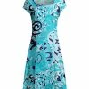 Lily | Aqua Blue Floral Cap-Sleeve Dress - Women & Plus