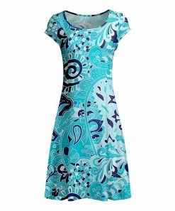 Lily | Aqua Blue Floral Cap-Sleeve Dress - Women & Plus