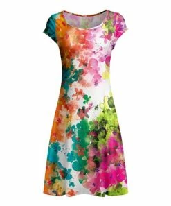 Lily | Pink & Orange Floral Cap-Sleeve Dress - Women & Plus