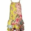 Lily | Yellow & Pink Floral Ruffle-Hem Sleeveless Tunic - Plus