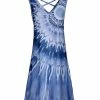 Lily | Blue & White Medallion Crisscross-Back Sleeveless Dress - Women