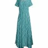 Lily | Blue & Teal Abstract Short-Sleeve Handkerchief Maxi Dress - Women
