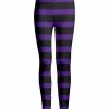 Lily | Black & Purple Stripe Leggings - Women & Plus