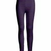 Lily | Black & Purple Thin Stripe Leggings - Plus