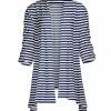 Lily | Navy & White Stripe Sidetail Cardigan - Women