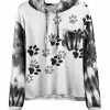 Lily | White & Black Paw Print Pocket Hoodie - Women & Plus