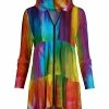 Lily | Blue Tie-Dye Tiered Zip-Up Hoodie - Women & Plus