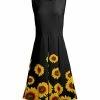 Lily | Black & Yellow Sunflowers Sleeveless Fit & Flare Dress - Women & Plus