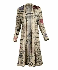 Lily | Beige & Black Newsprint Duster - Women