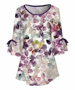 Lily | Purple & Mauve Floral Tie-Sleeve Tunic - Women & Plus