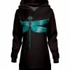 Lily | Black & Turquoise Dragonfly Hoodie - Women & Plus