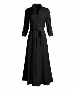 Lily | Black Tie-Waist Shirt Dress - Women & Plus -Cheap Lily Store zu88434626 main tm1596651619