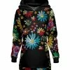 Lily | Black & Blue Floral Kangaroo-Pocket Hoodie - Women & Plus
