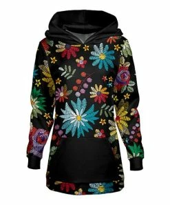 Lily | Black & Blue Floral Kangaroo-Pocket Hoodie - Women & Plus