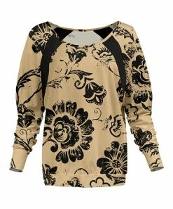Lily | Beige & Black Floral Raglan Sweatshirt - Plus