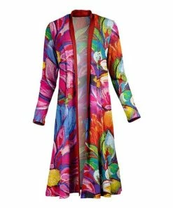 Lily | Pink & Green Floral Open Duster - Plus