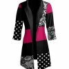 Lily | Black & Fuchsia Polka Dot & Floral Longline Blazer - Plus