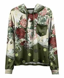 Lily | Green & Beige Floral Chest-Pocket Hoodie - Women & Plus