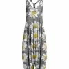 Lily | Gray & Yellow Daisy Racerback Harem Jumpsuit - Plus